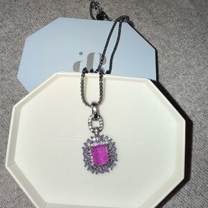 Glamorous Silver and Purple Gemstone Necklace